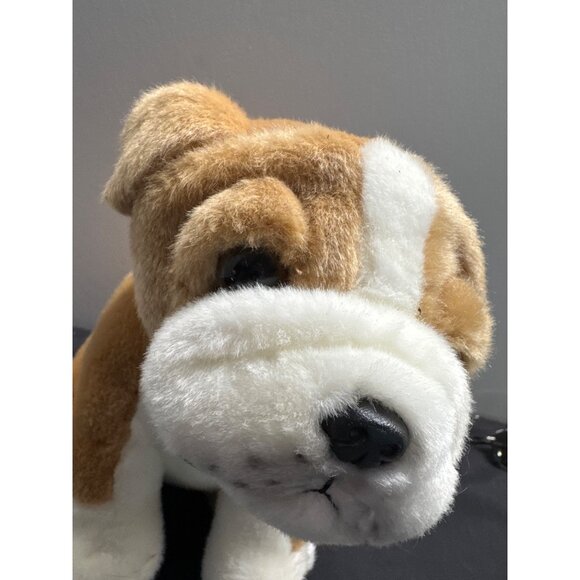 Miyoni by Aurora Soft Plush Bulldog Stuffed Animal Toy 8" Sitting Tan & White Ad - Picture 2 of 10